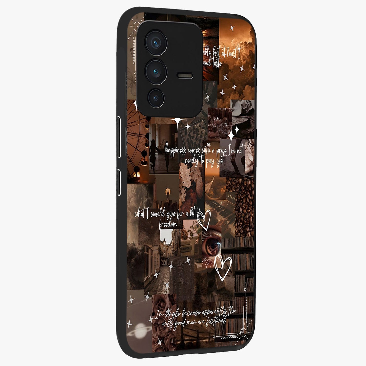 Bittersweet Aesthetic Chaos Glass Case upright view showcasing bold artistic chaos design with modern aesthetic style.