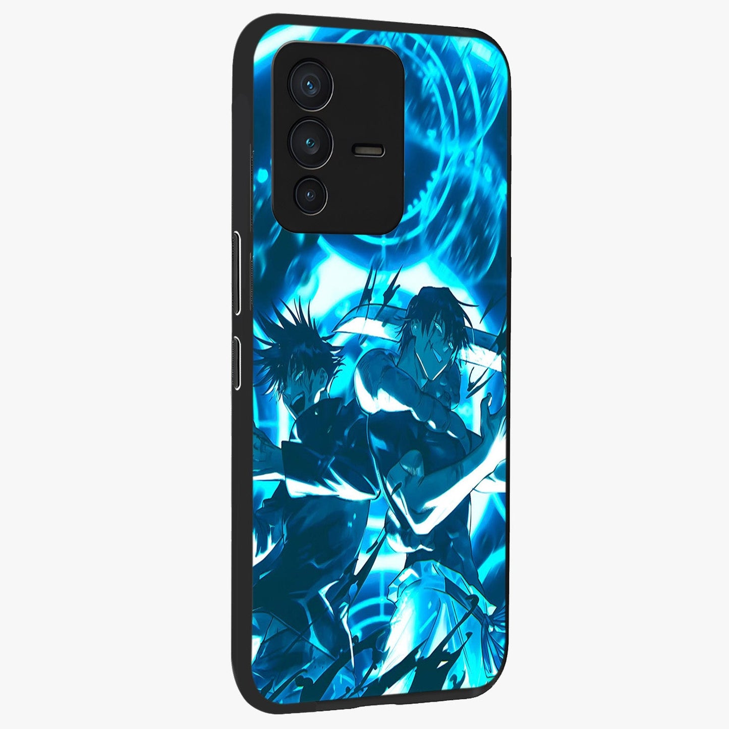 Cursed Energy Clash Glass Case upright view showcasing dramatic clash artwork with bold supernatural theme.