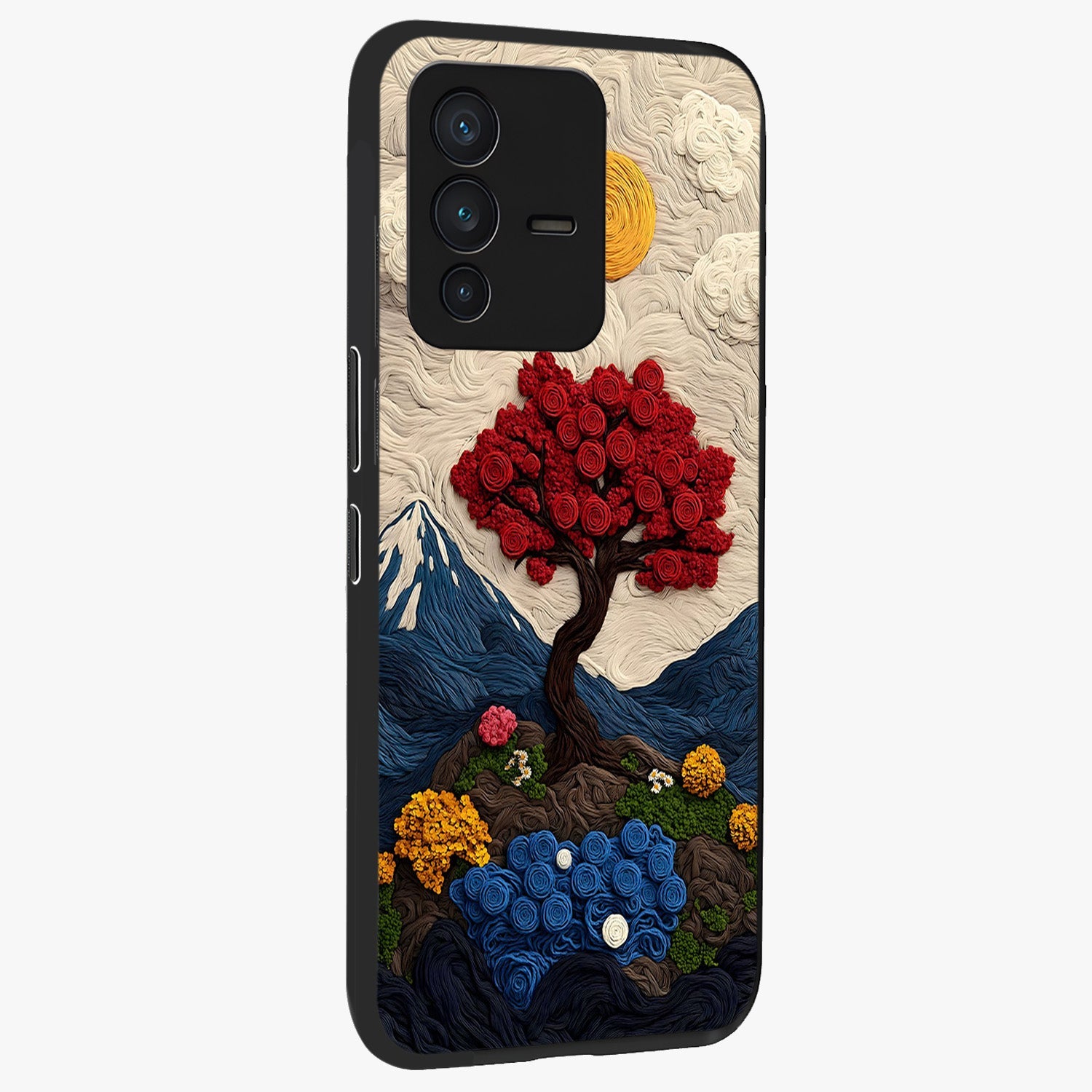 Eternal Nature Tapestry Glass Case upright view showcasing elegant nature tapestry design with decorative style.