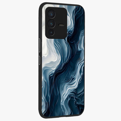 Ethereal Paper Marble Glass Case upright view showcasing smooth marble artwork with refined minimalist theme.