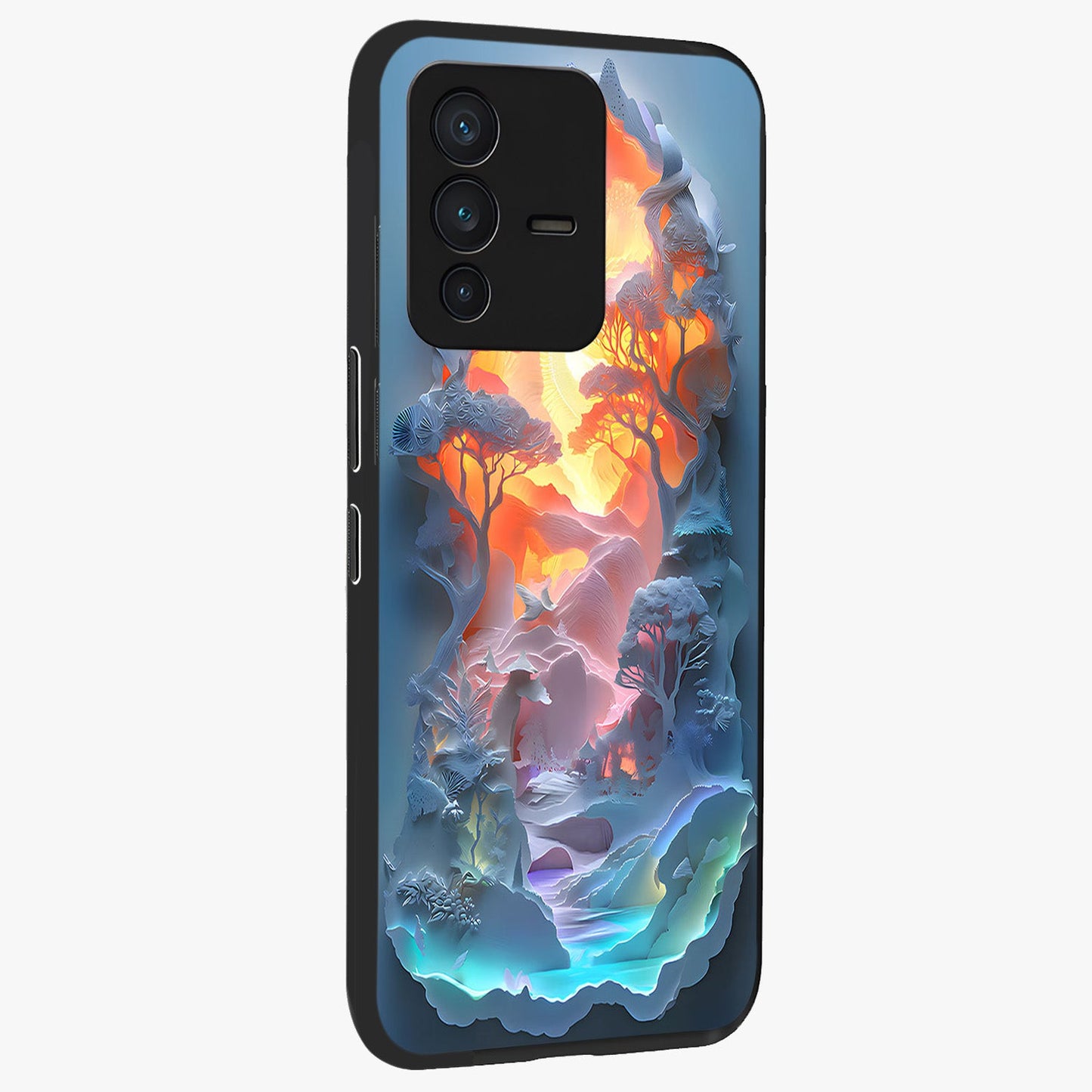 Glow Forest Portal Glass Case upright view showcasing enchanted forest portal artwork with fantasy nature theme.