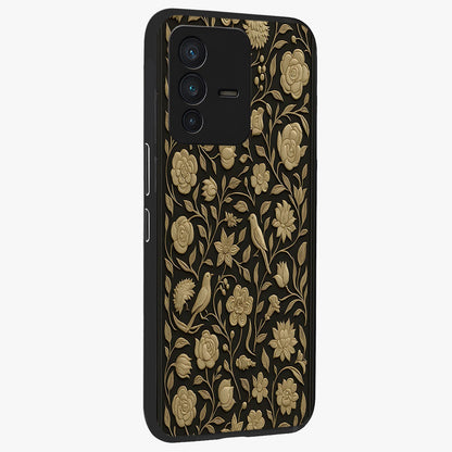 Golden Evil Eye Mandala Glass Case upright view showcasing decorative evil eye mandala artwork with spiritual aesthetic style.