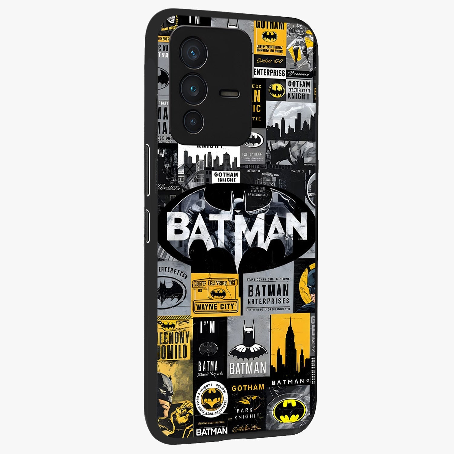 Knight Gotham Rise Glass Case upright view showcasing bold vigilante themed artwork with gothic city vibe.
