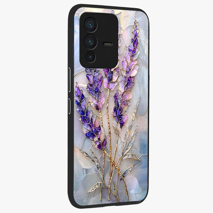 Lavender Dream Glow Glass Case upright view showcasing radiant lavender glow artwork with calming dreamy theme.