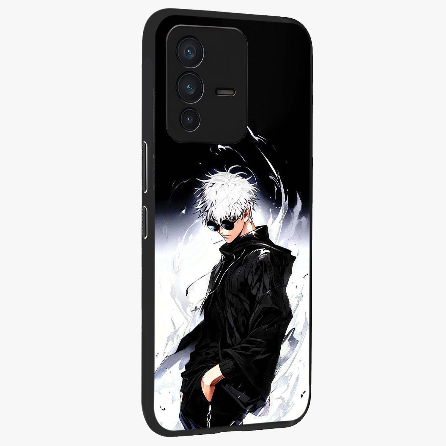 Limitless Shadow King Glass Case upright view showcasing bold shadow warrior artwork with epic fantasy theme.