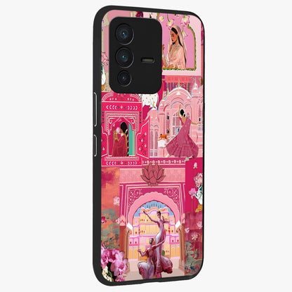 Pink Palace Muse Glass Case upright view showcasing artistic palace artwork with graceful royal theme.