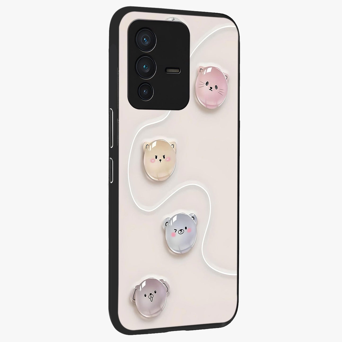 Puffy Face Parade Glass Case upright view showcasing adorable character artwork with cheerful animated theme.