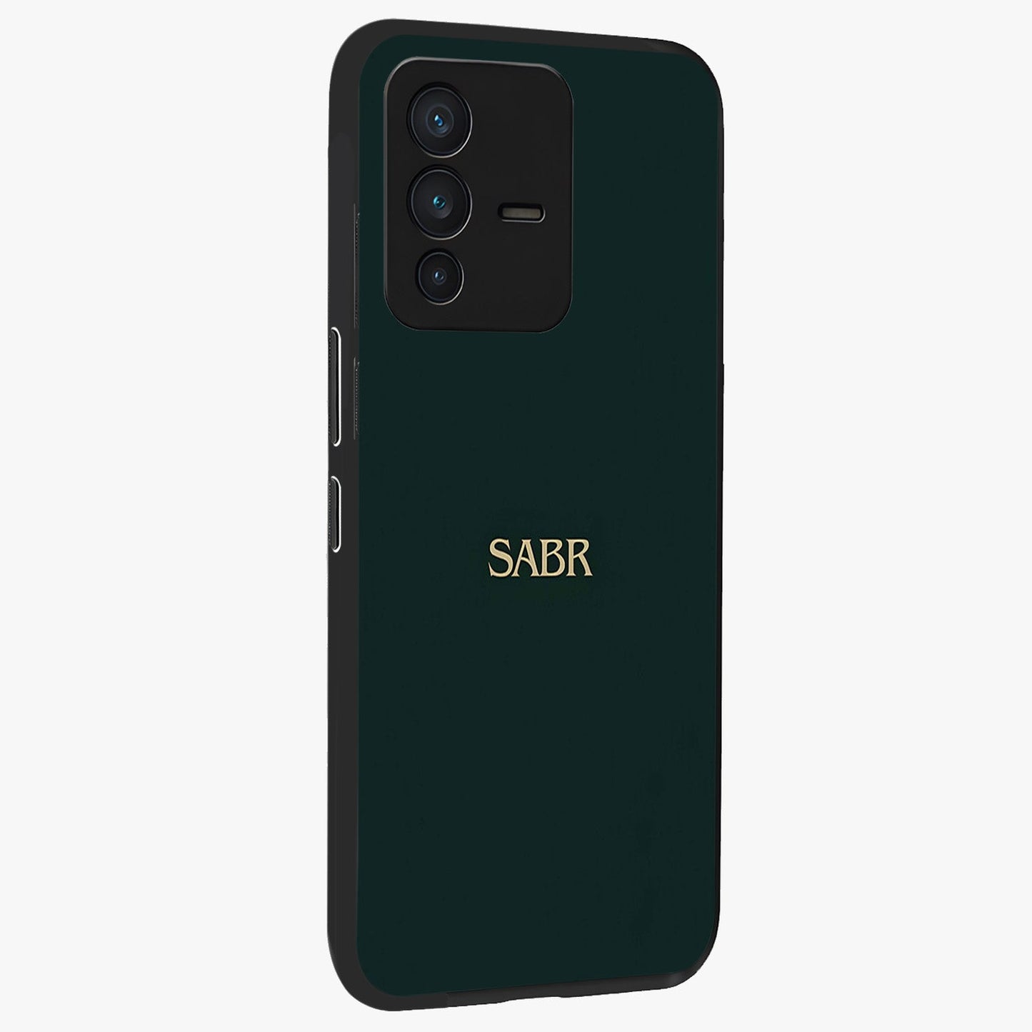 Sabr Minimal Patience Glass Case upright view showcasing calm minimalist artwork with motivational patience theme.
