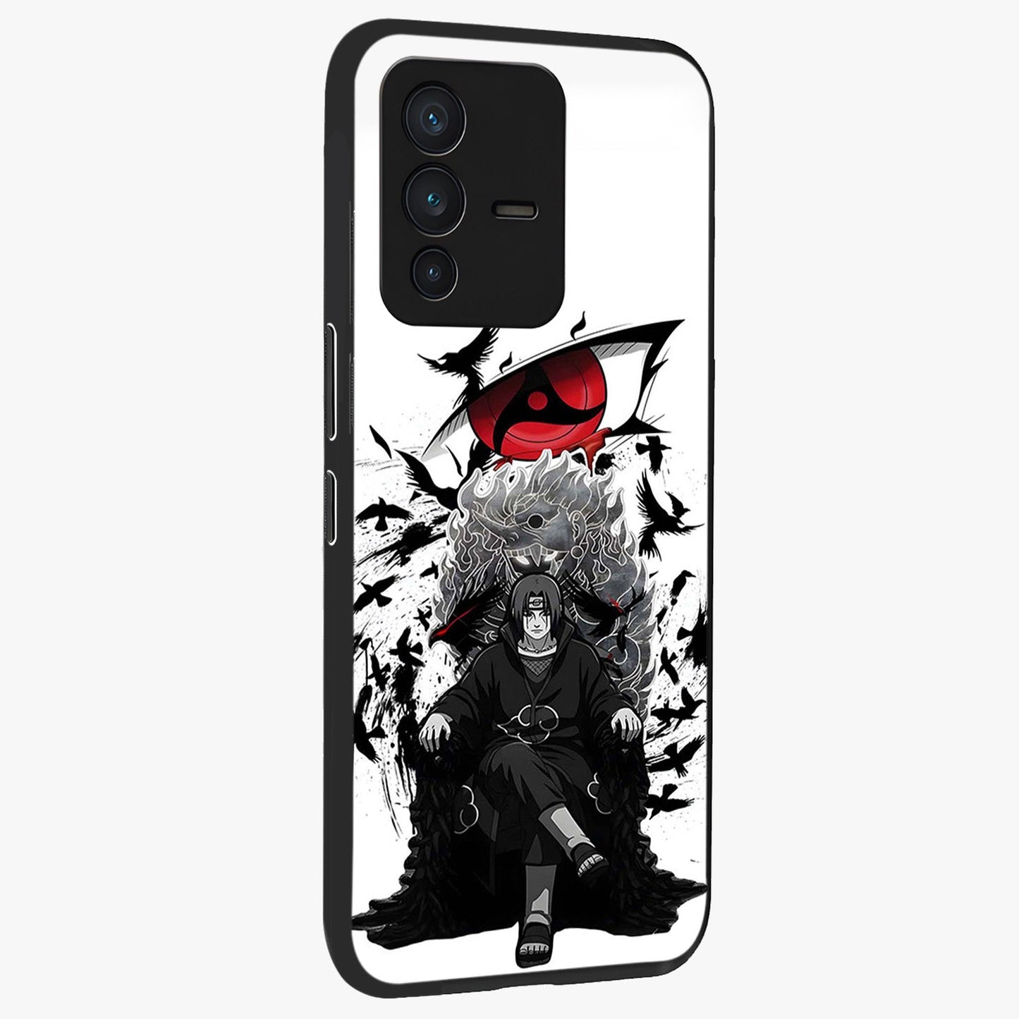 Uchiha Shadow Throne Glass Case upright view showcasing magical underwater galaxy artwork with vibrant cosmic theme.