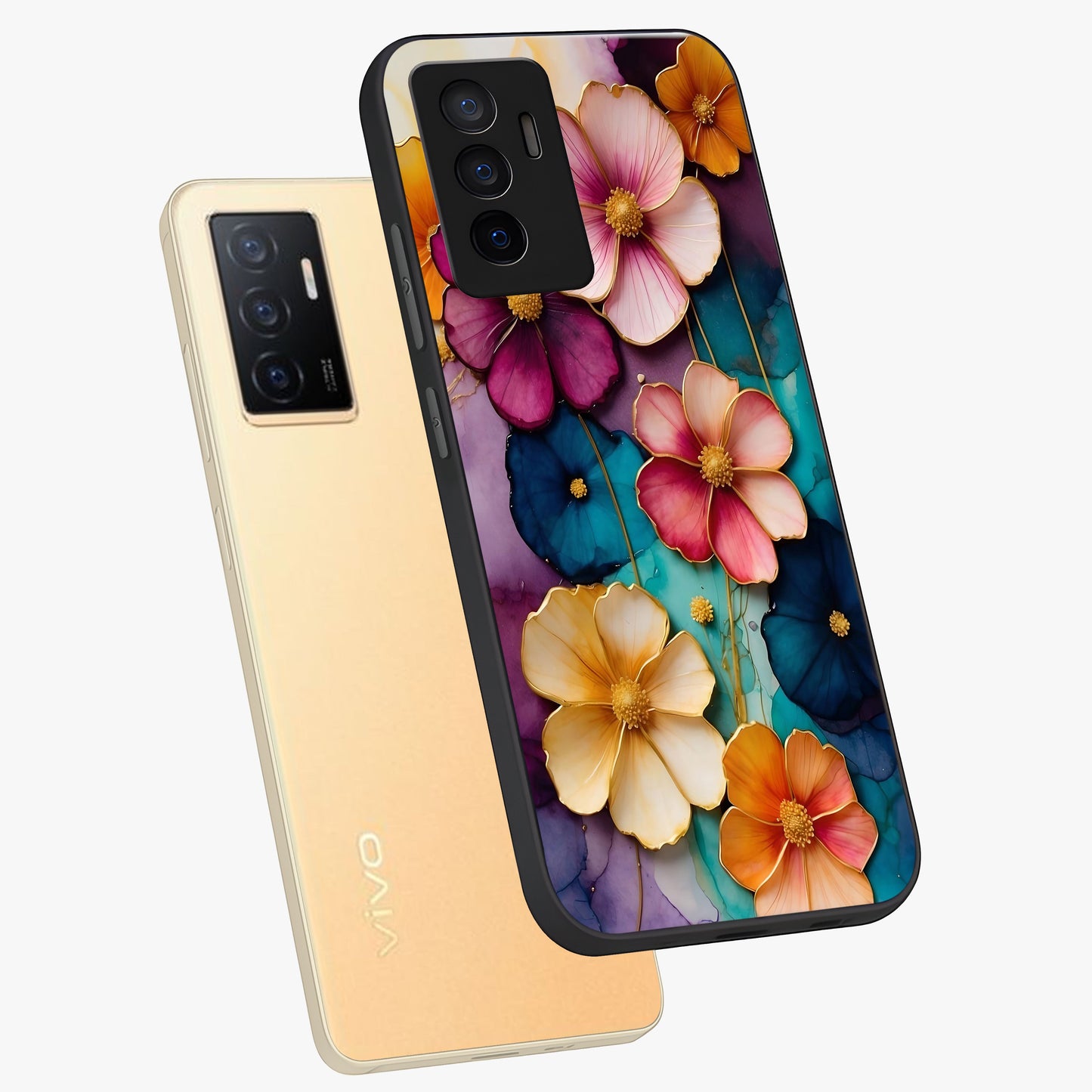 Artlyn Grace Flower Pattern Glass Case displayed in angled mockup highlighting delicate flower pattern design and smooth glass surface.
