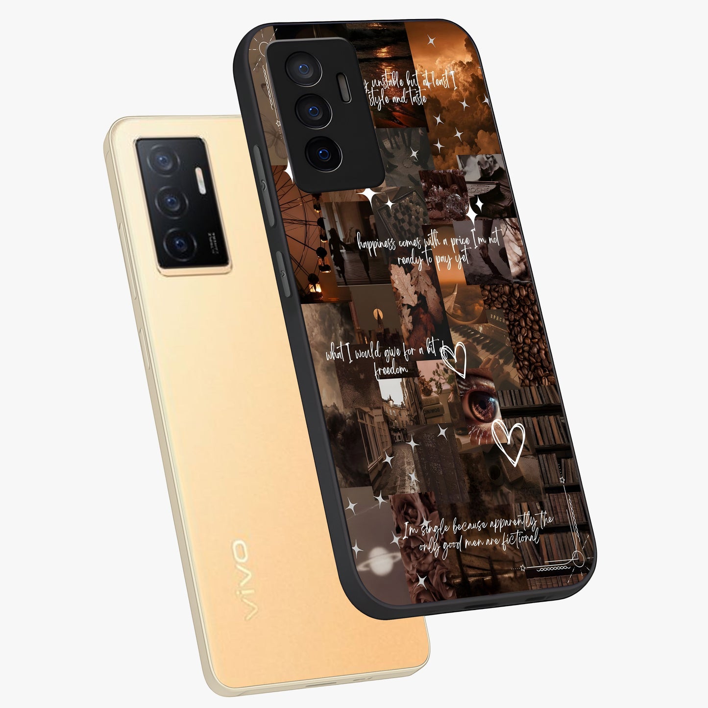 Bittersweet Aesthetic Chaos Glass Case displayed in angled mockup highlighting expressive abstract artwork and edgy aesthetic theme.