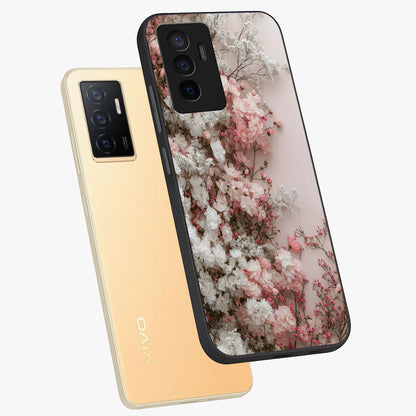 Blush Blossom Cloud Glass Case displayed in angled mockup highlighting soft cloud and blossom design with pastel aesthetic.