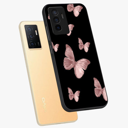 Butterfly Pattern Glass Case displayed in angled mockup highlighting delicate butterfly design and aesthetic pattern style.