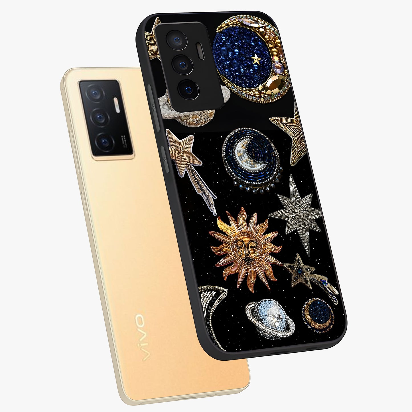 Celestial Gem Constellations Glass Case displayed in angled mockup highlighting gemstone inspired constellation design.
