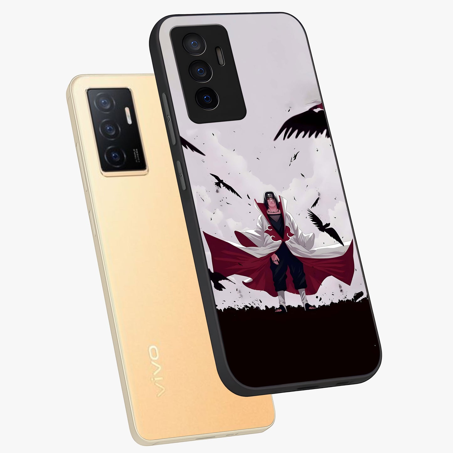 Crimson Crow Ascension Glass Case displayed in angled mockup highlighting powerful crow illustration with dark crimson aesthetic.