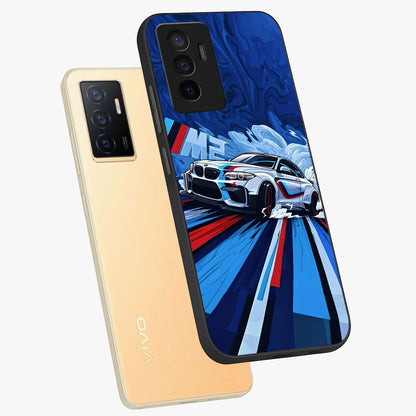 Drift Power Rush Glass Case displayed in angled mockup highlighting powerful drift car design with sporty aesthetic style.