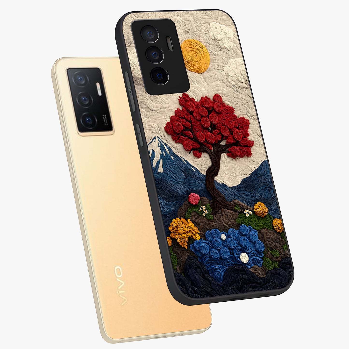 Eternal Nature Tapestry Glass Case displayed in angled mockup highlighting detailed botanical pattern with artistic aesthetic.