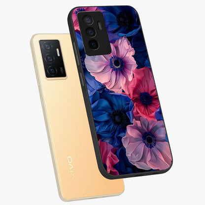 Flower Paper Art Pattern Glass Case displayed in angled mockup highlighting layered paper flower design with artistic aesthetic.