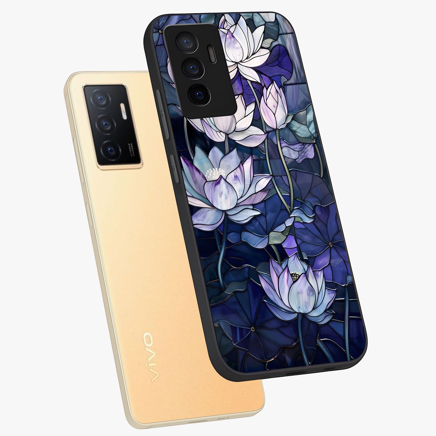 Gloss Petal Rush Glass Case displayed in angled mockup highlighting vibrant petal design with elegant floral aesthetic.