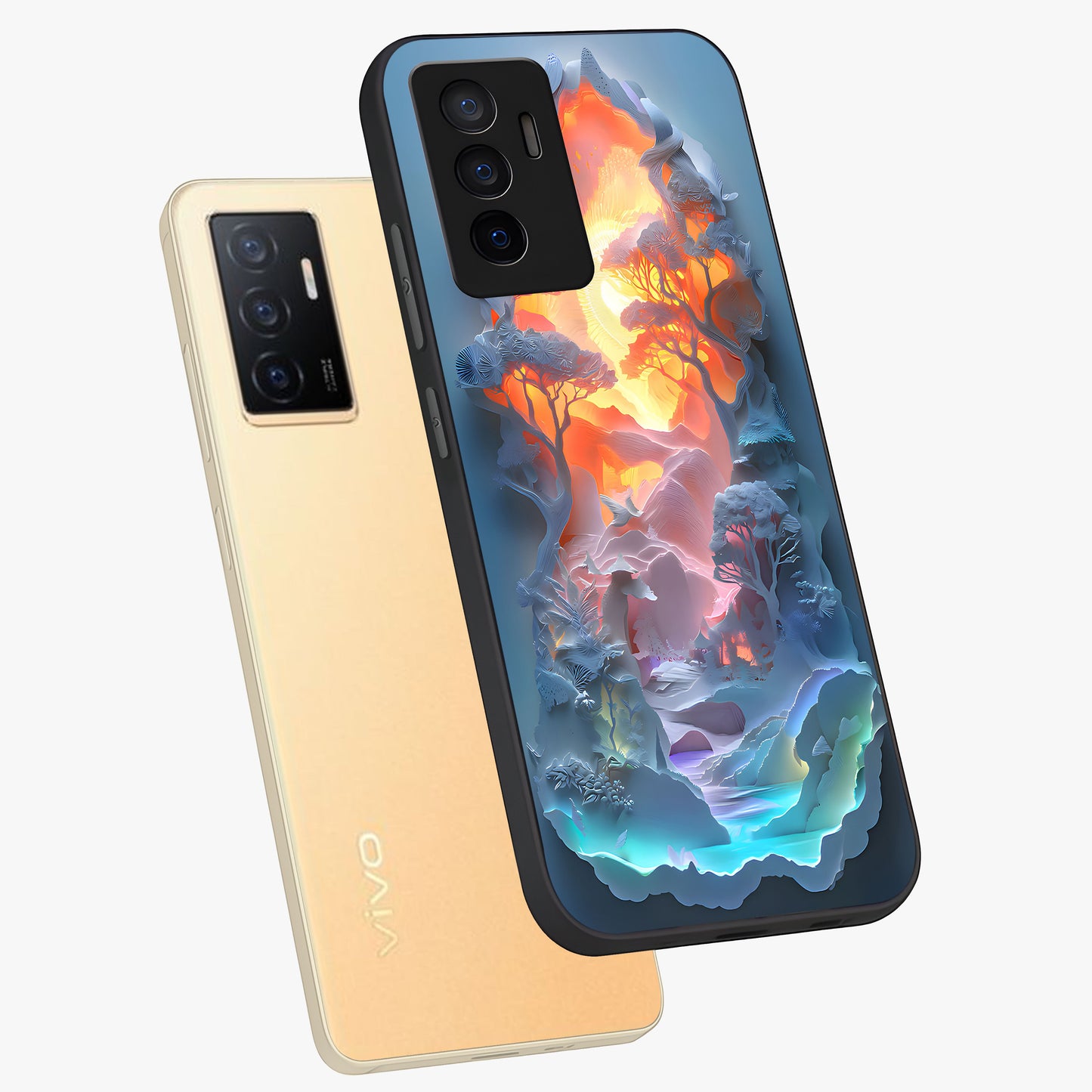 Glow Forest Portal Glass Case displayed in angled mockup highlighting mystical forest design with magical glowing aesthetic.