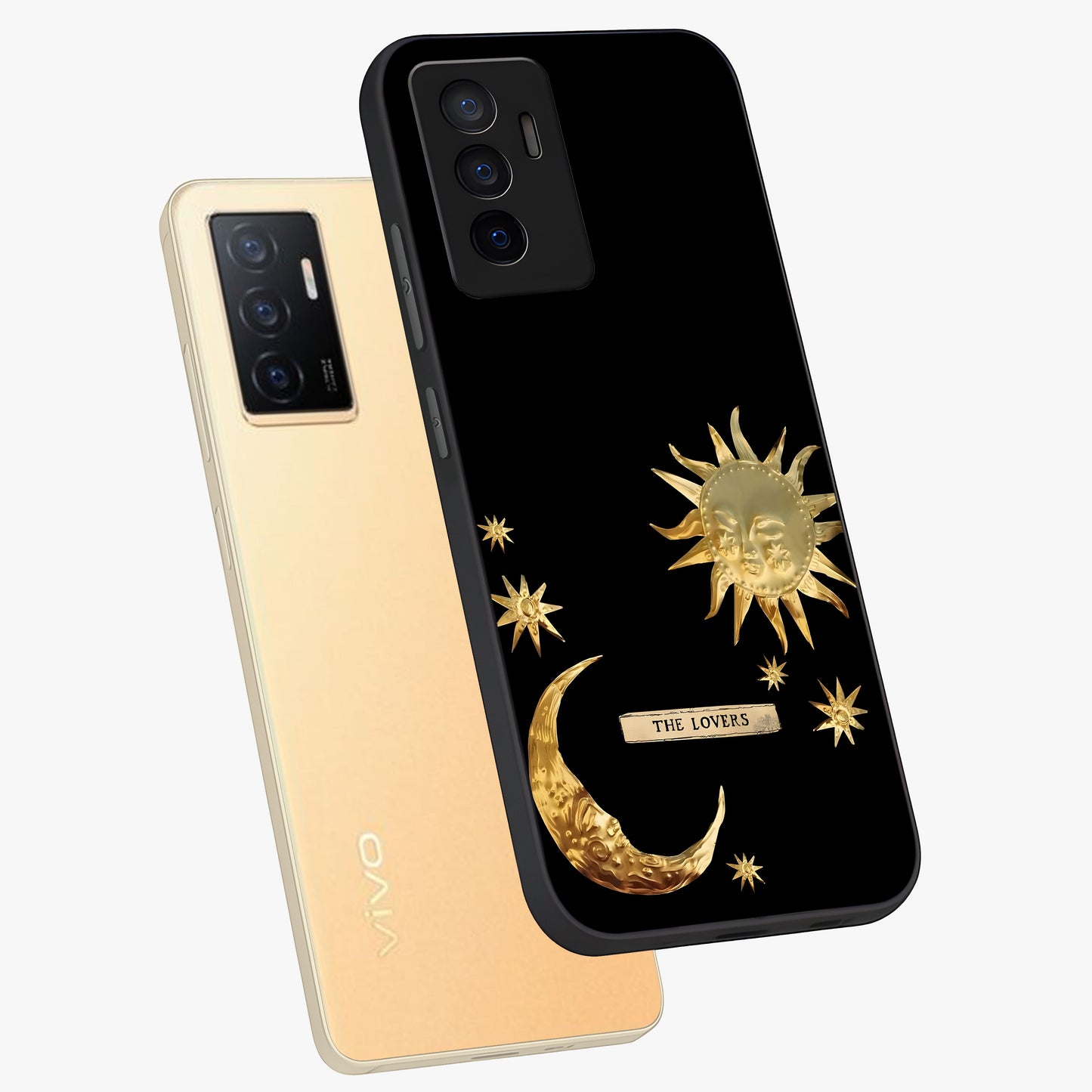 Gold Sun Blush Glass Case displayed in angled mockup highlighting radiant sun design with warm golden aesthetic.