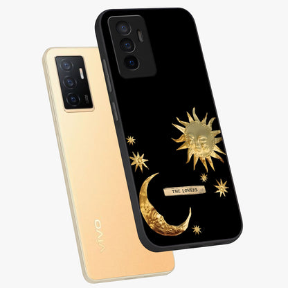 Gold Sun Blush Glass Case displayed in angled mockup highlighting radiant sun design with warm golden aesthetic.