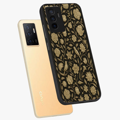 Golden Evil Eye Mandala Glass Case displayed in angled mockup highlighting protective evil eye symbol with golden mandala design.