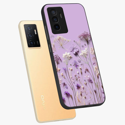 Lavender Blossom Dream Glass Case displayed in angled mockup highlighting dreamy lavender flower design with calming aesthetic style.