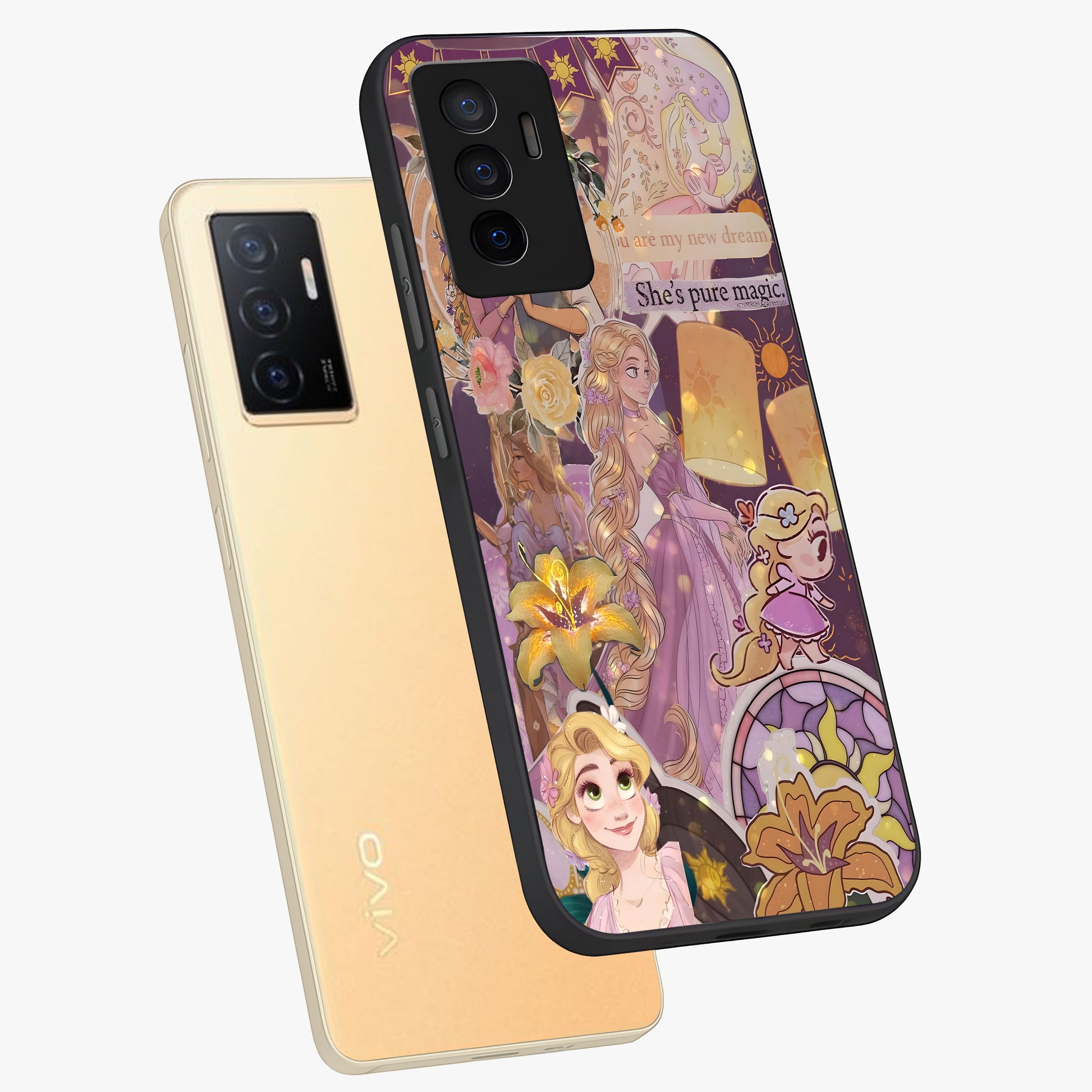Magical Tangled Dream Glass Case displayed in angled mockup highlighting whimsical fantasy design with magical aesthetic.