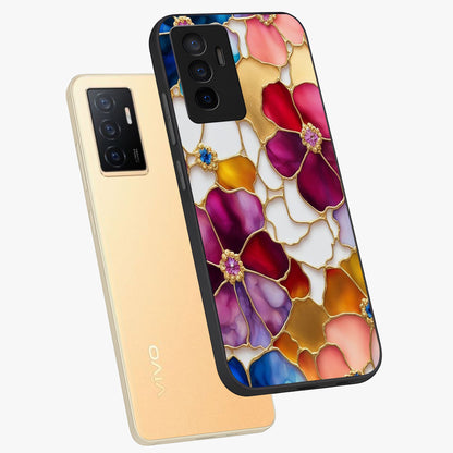 Marble Flower Pattern Glass Case displayed in angled mockup highlighting elegant marble floral design with modern aesthetic.