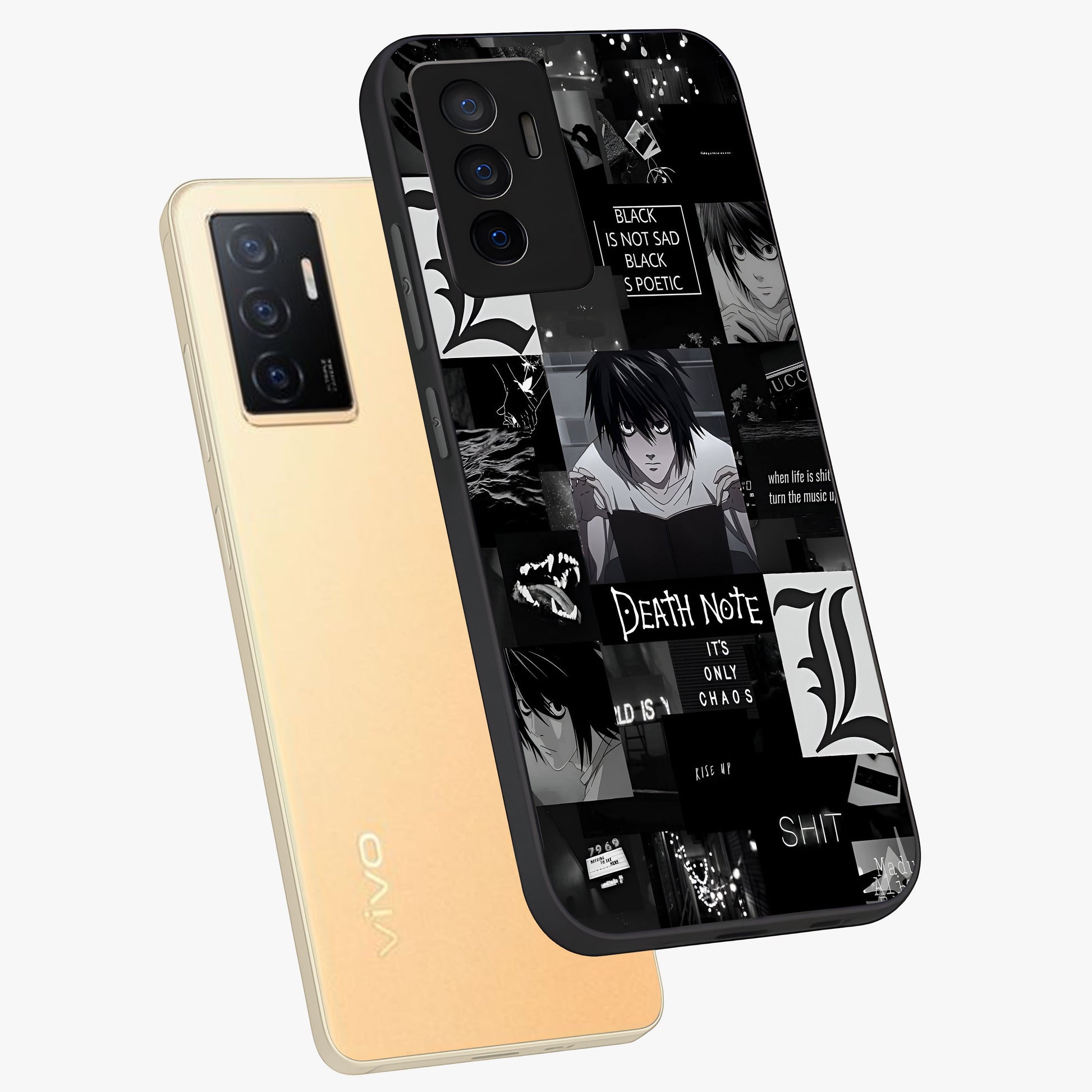 Midnight Chaos Mind Glass Case displayed in angled mockup highlighting chaotic artistic design with dramatic midnight aesthetic.