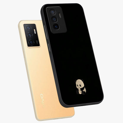 Midnight Panda Love Glass Case displayed in angled mockup highlighting adorable panda illustration with midnight aesthetic.