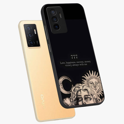 Mystic Victory Aura Glass Case displayed in angled mockup highlighting energetic aura design with bold mystical aesthetic.