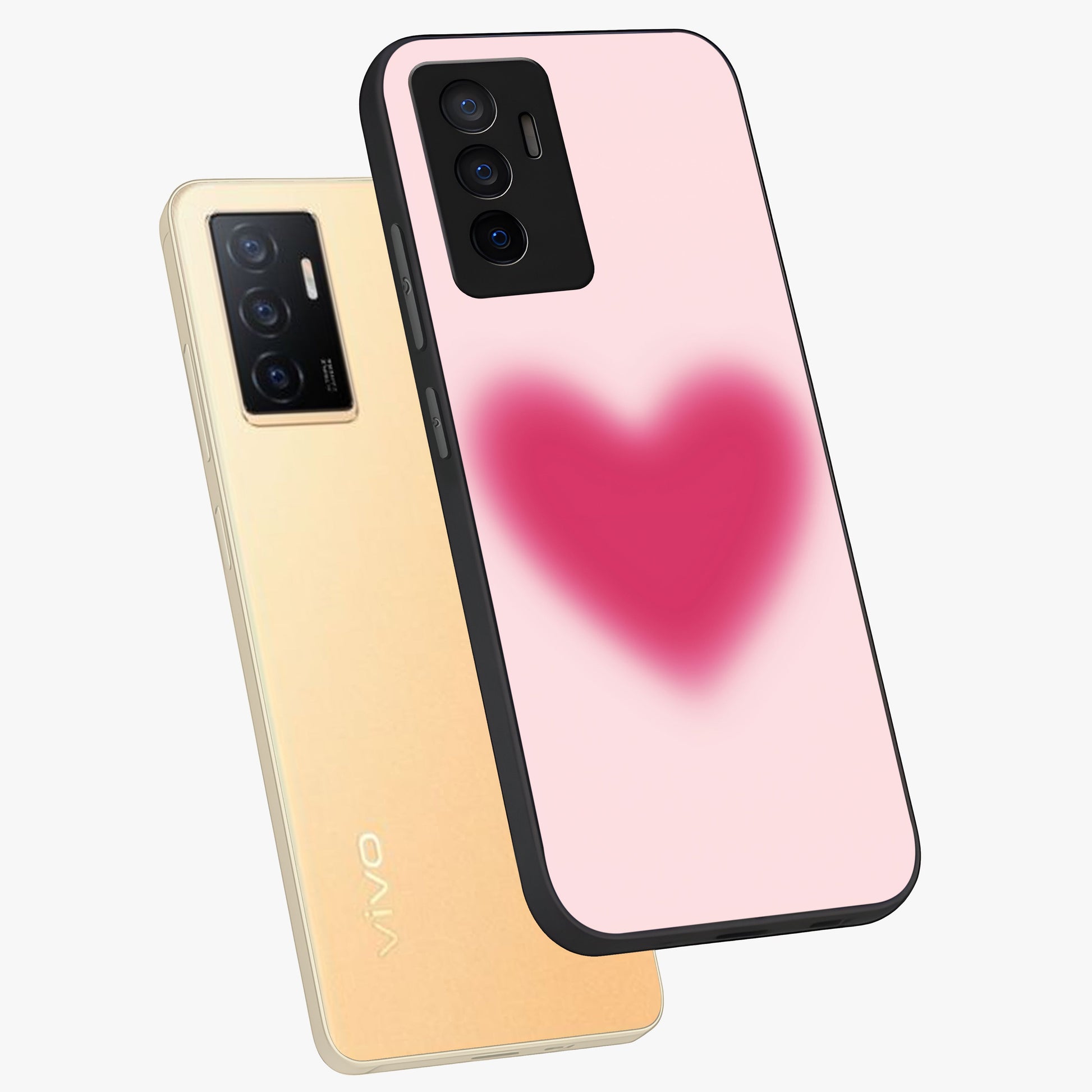 Pink Aura Heart Glass Case displayed in angled mockup highlighting vibrant pink heart design with dreamy aura aesthetic.