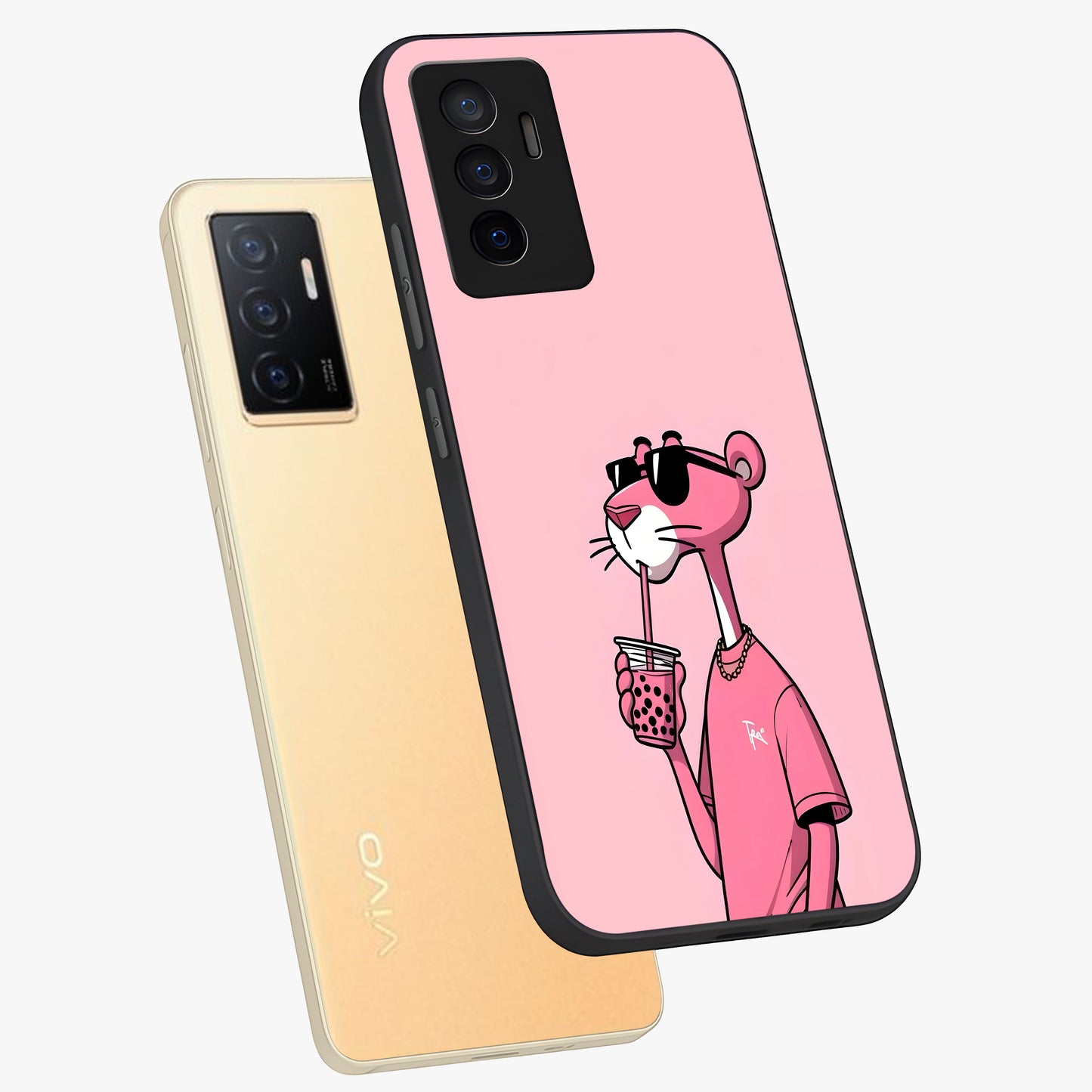 Pink Panther Glass Case displayed in angled mockup highlighting playful cartoon character design with vibrant pink aesthetic.