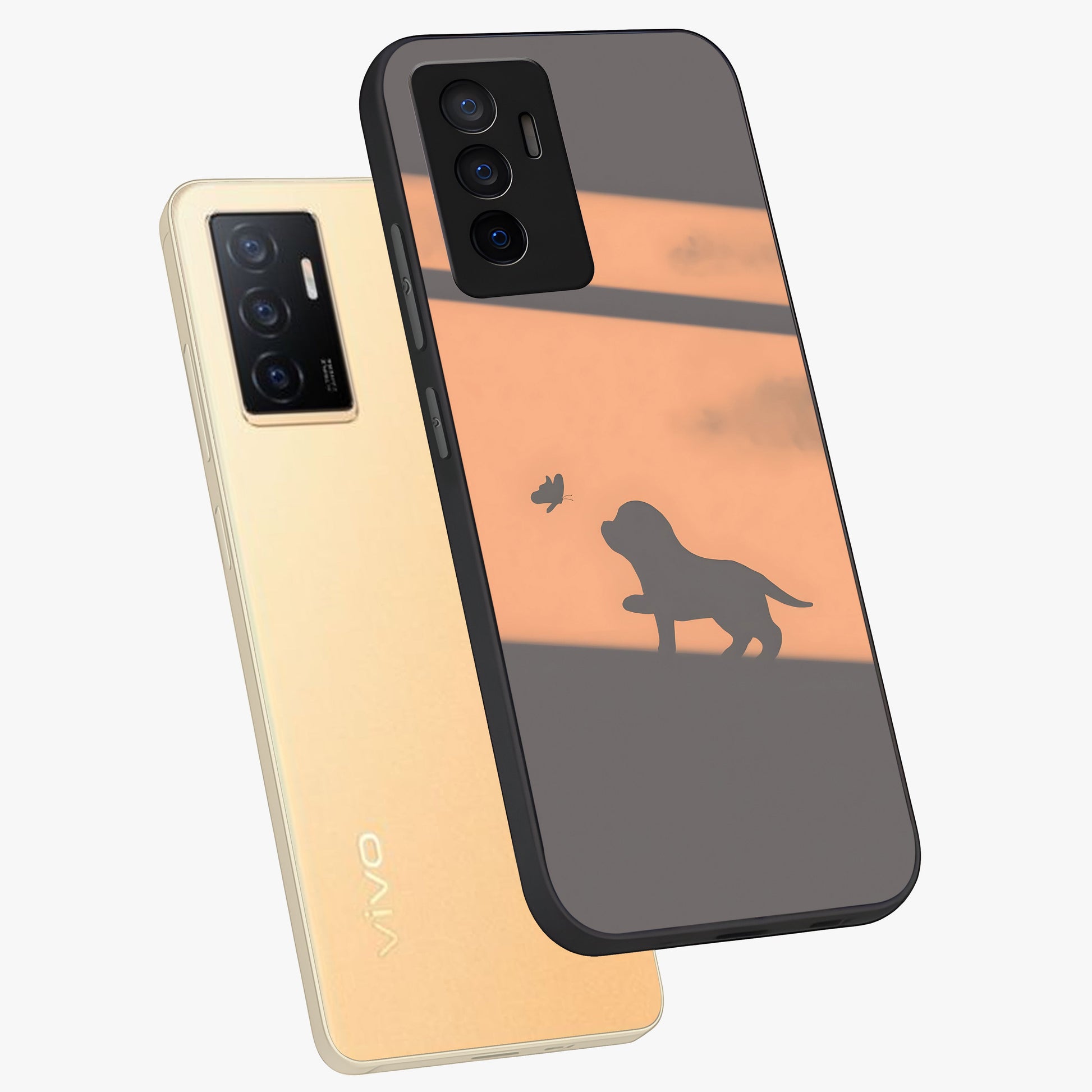 Puppy Shadow Art Glass Case displayed in angled mockup highlighting playful dog illustration with artistic shadow aesthetic.
