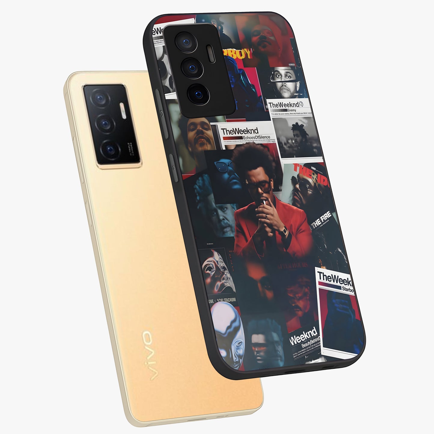 The Weeknd Glass Case displayed in angled mockup highlighting stylish pop culture inspired design with modern aesthetic.