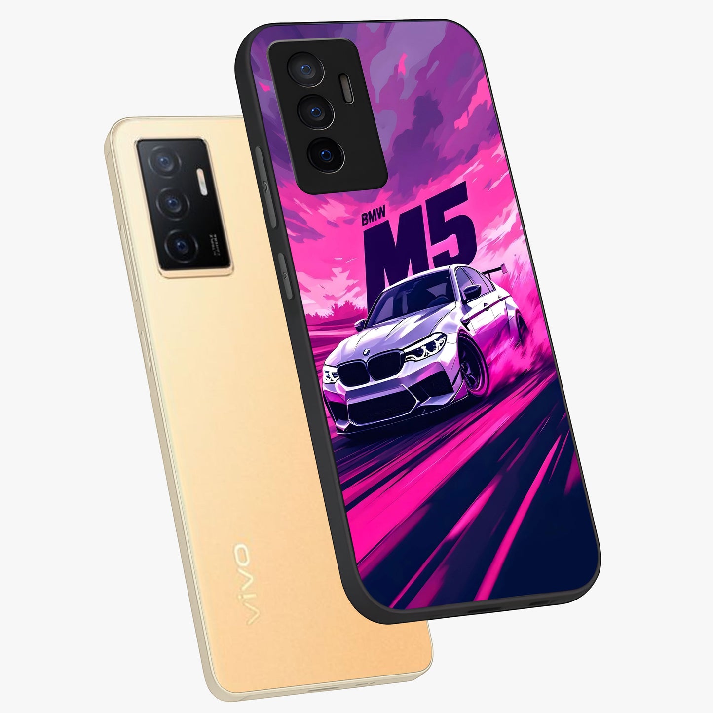Velocity Drift Pulse Glass Case displayed in angled mockup highlighting dynamic drift design with sporty automotive aesthetic.