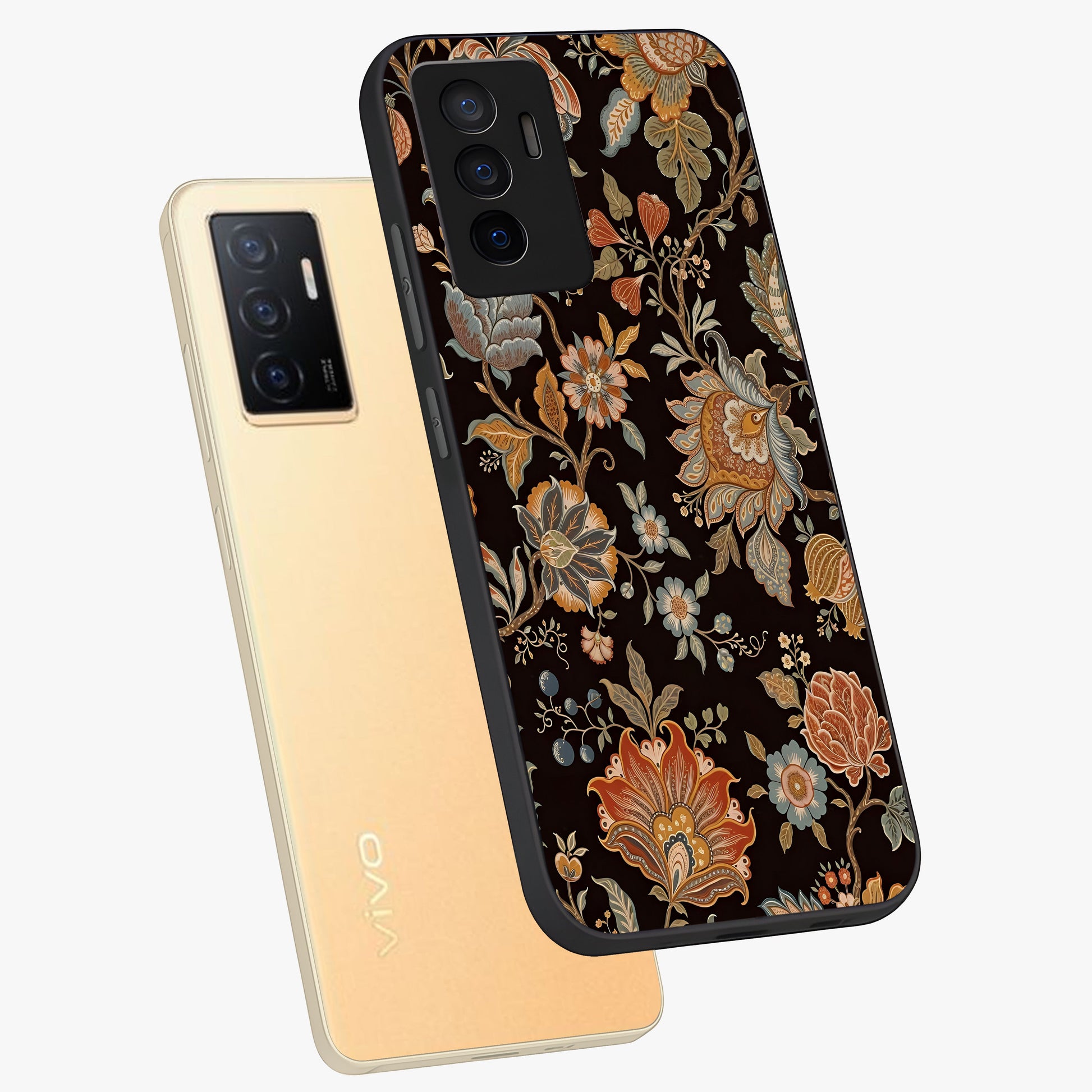 Vintage Floral Dream Glass Case displayed in angled mockup highlighting elegant vintage flower design with soft aesthetic style.