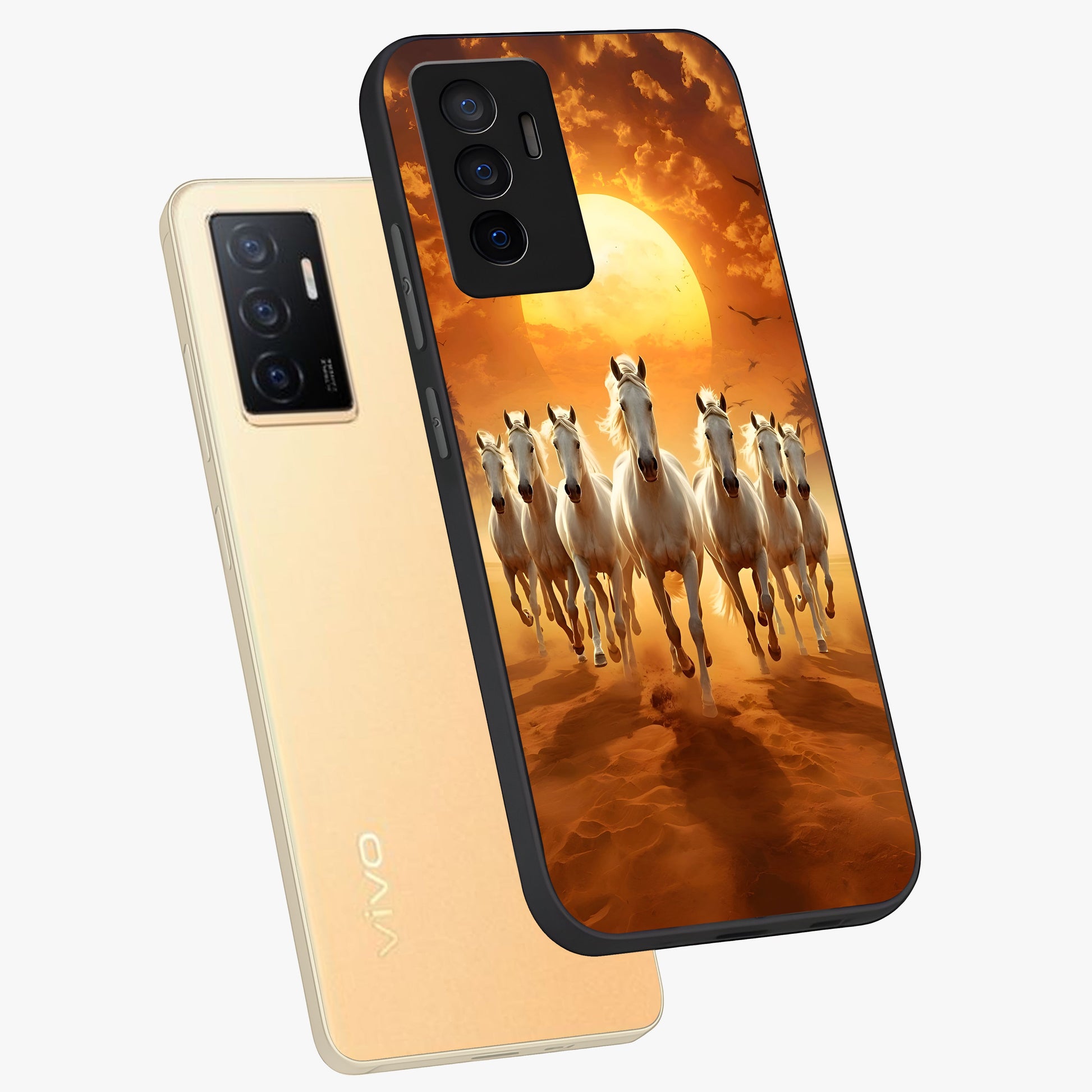 Wild Sunset Majesty Glass Case displayed in angled mockup highlighting vibrant sunset sky design with scenic aesthetic.
