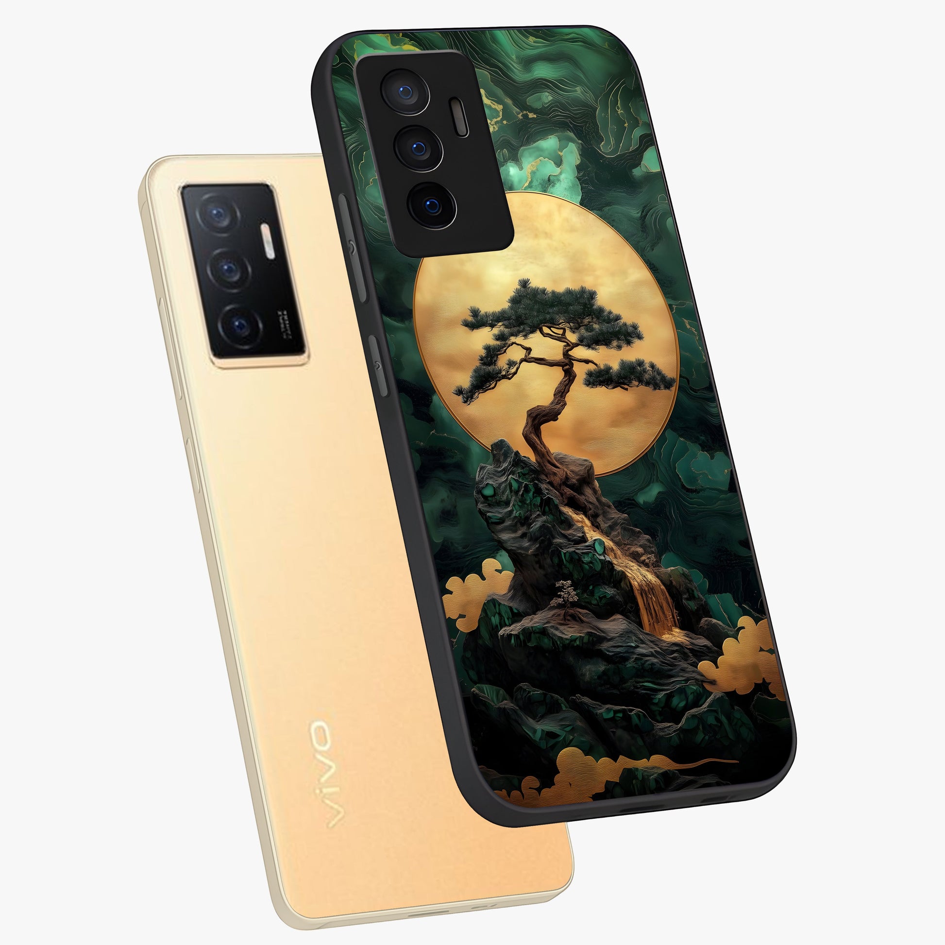 Zen Moon Rise Glass Case displayed in angled mockup highlighting peaceful lunar design with zen aesthetic style.