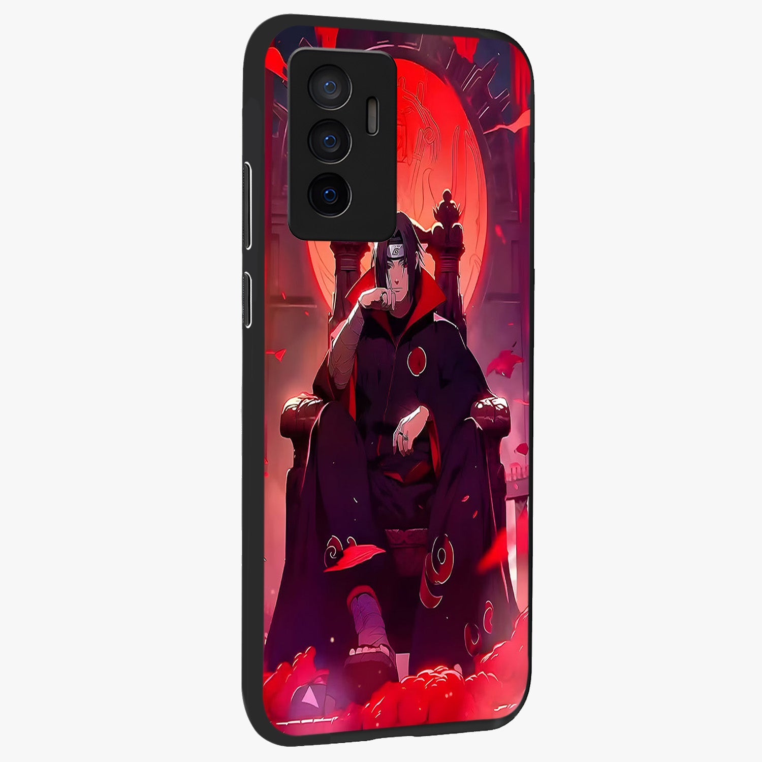 Blood Moon Sovereign Glass Case upright view showcasing powerful moon inspired artwork with cosmic aesthetic style.