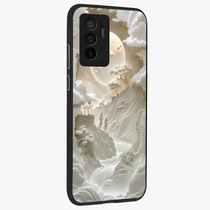 Celestial Origami Glass Case upright view showcasing creative origami artwork with modern celestial style.