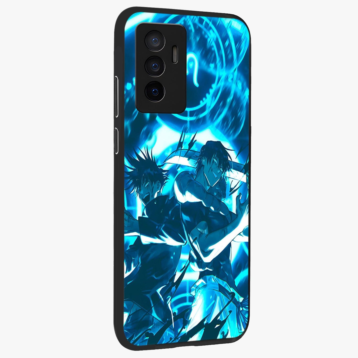 Cursed Energy Clash Glass Case upright view showcasing dramatic clash artwork with bold supernatural theme.