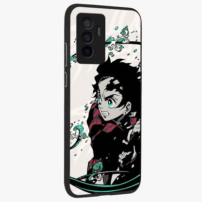 Demon Slayer Glass Case upright view showcasing powerful anime artwork with intense warrior theme.