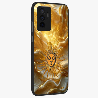 Eternal Golden Glow Glass Case upright view showcasing luminous golden artwork with luxurious visual theme.