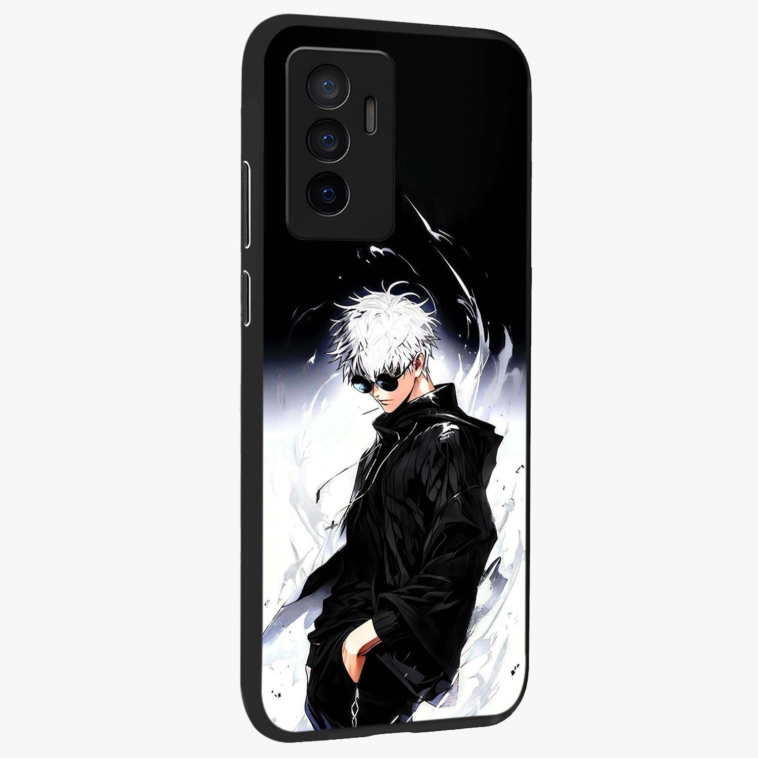 Limitless Shadow King Glass Case upright view showcasing bold shadow warrior artwork with epic fantasy theme.