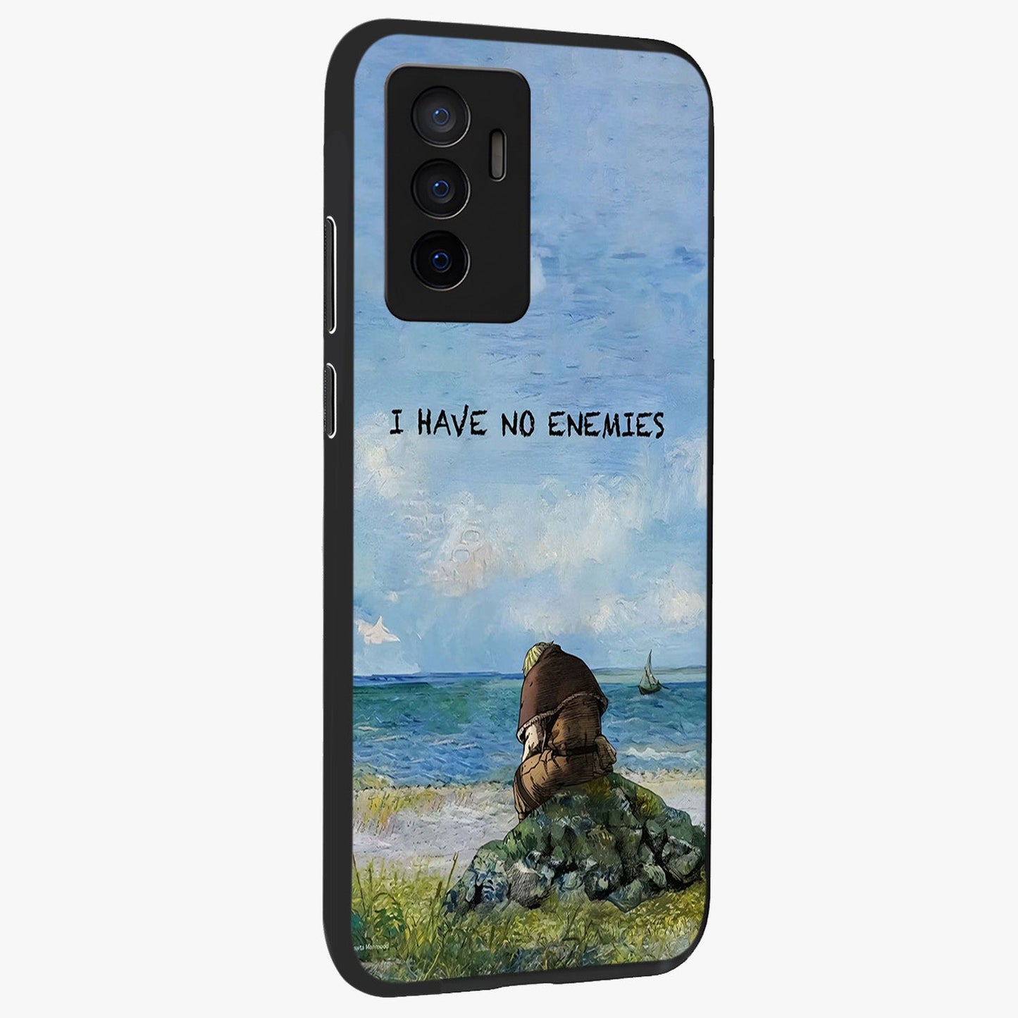 Peace Beyond War Glass Case upright view showcasing powerful peace symbol artwork with inspirational theme.