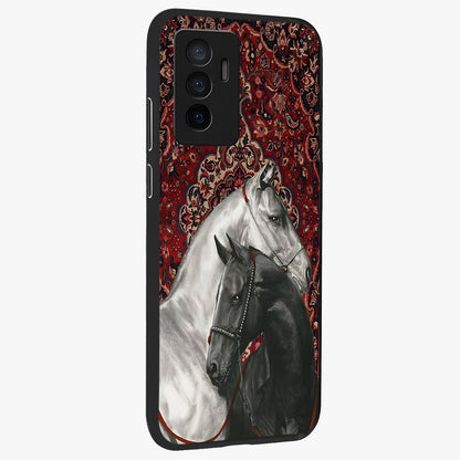 Regal Stallion Tapestry Glass Case upright view showcasing powerful horse artwork with elegant tapestry theme.
