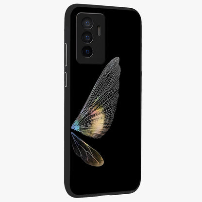 Whispers Of Wings Glass Case upright view showcasing elegant wing artwork with light airy theme.